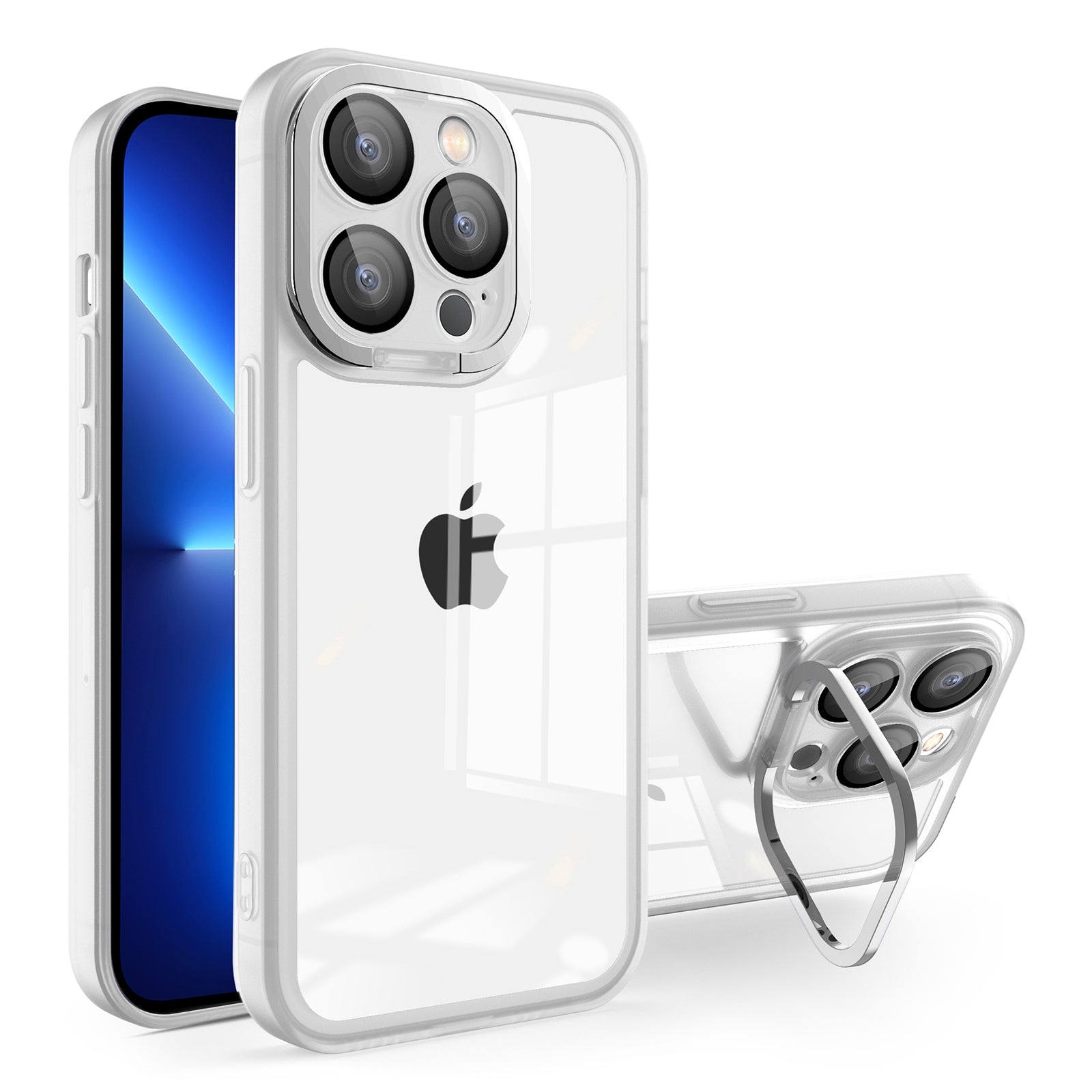 For iPhone 13 Pro Max 6.7 inch TPU Phone Case Electroplating PC Kickstand Phone Cover with Lens Protector For iPhone 13 Pro Max 6.7 inch TPU Phone Case Electroplating PC Kickstand Phone Cover with Lens Protector